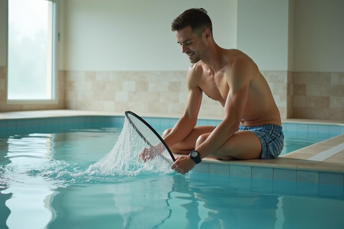 Jeune homme nettoyant l