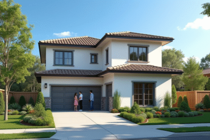 Maison moderne avec jardin et voisinage accueillant