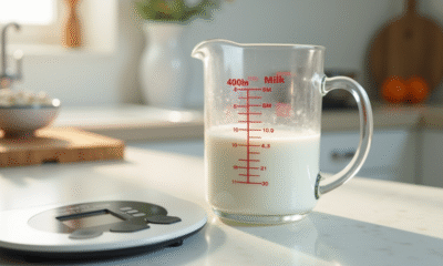 Verre mesureur de lait avec balance de cuisine lumineuse